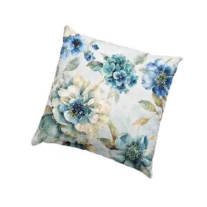 Cojín Decorativo con Flores Azules y Beige Estilo Elegante