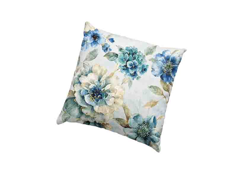 Cojín Decorativo con Flores Azules y Beige Estilo Elegante