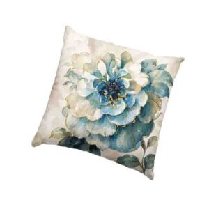 Funda para Cojín con Diseño Floral Azul Estilo Acuarela