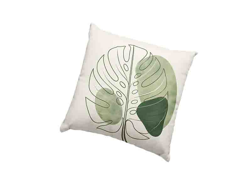 Cojín Decorativo con Monstera Verde y Diseño Abstracto